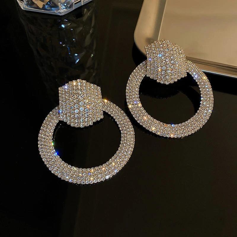 FYUAN Fashion Geometric Crystal Dangle Earrings for Women Oversize Round Rhinestones Earrings Party Jewelry Gifts - JN Fashion Fusion