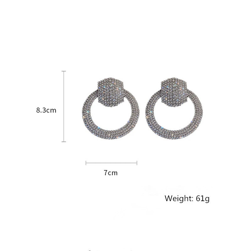 FYUAN Fashion Geometric Crystal Dangle Earrings for Women Oversize Round Rhinestones Earrings Party Jewelry Gifts - JN Fashion Fusion