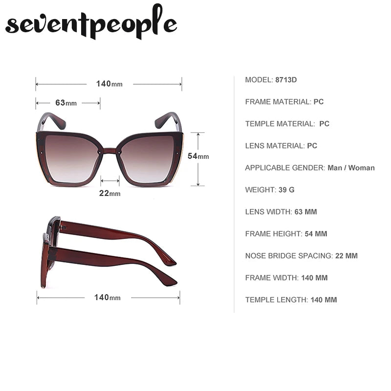 Oversized Cat Eye Sunglasses Women Big Frame 2025 Luxury Brand Fashion Square Sun Glasses for Ladies Retro Trendy Cateye Eyewear - JN Fashion Fusion