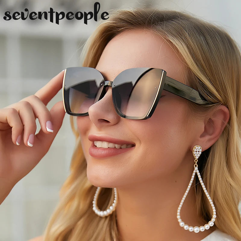 Oversized Cat Eye Sunglasses Women Big Frame 2025 Luxury Brand Fashion Square Sun Glasses for Ladies Retro Trendy Cateye Eyewear - JN Fashion Fusion
