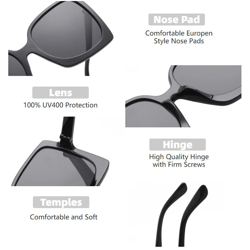 New large frame square sunglasses Fashion Women's Sunglasses retro trend Sunglasses UV400 sunglasses women vintage glasses - JN Fashion Fusion