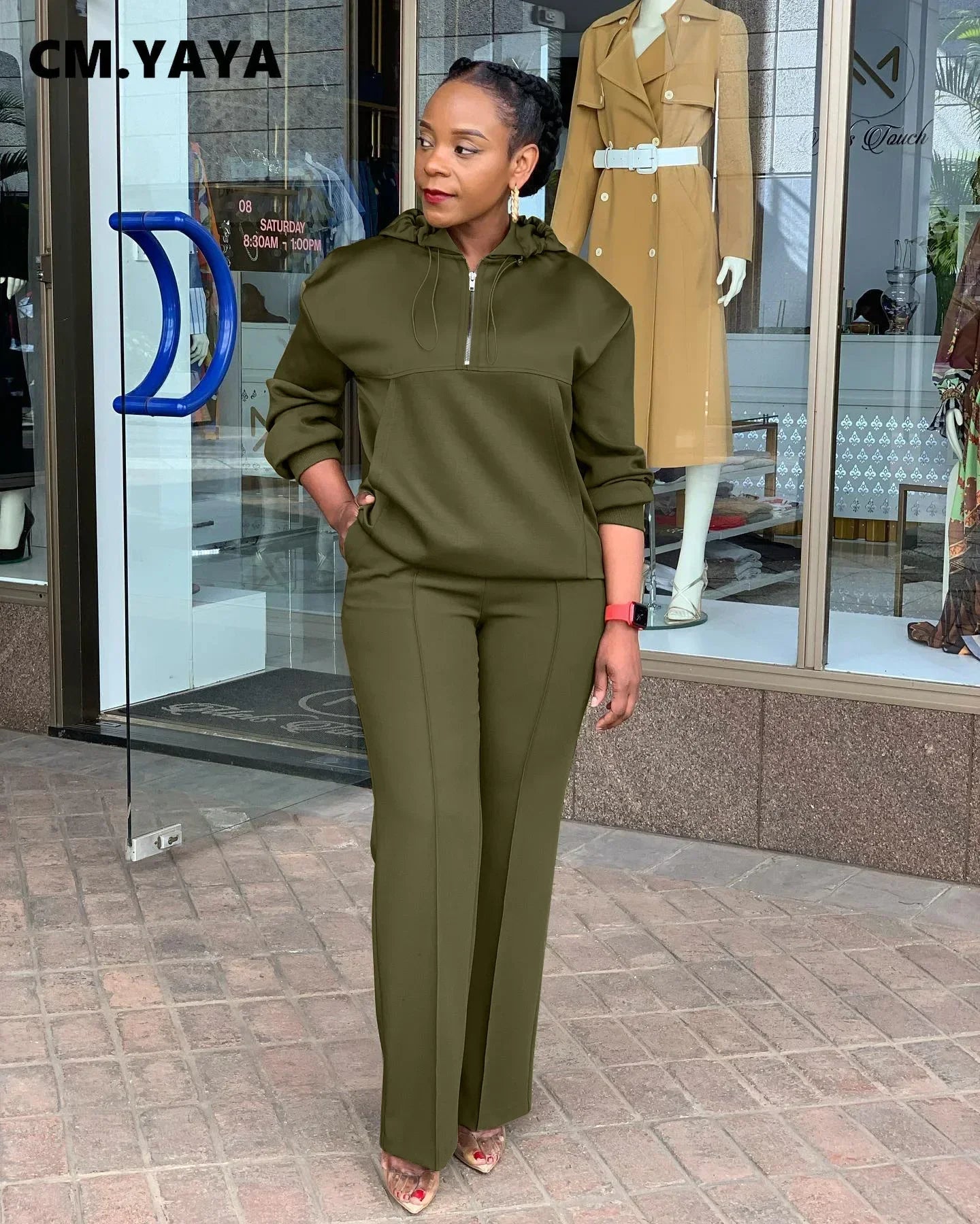 CM.YAYA Long Sleeve Women Set Loose Long Sleeve Hoodies Pant Suits 2024 Spring 2 Two Piece Sets Sporty Tracksuits Street Outfits - JN Fashion Fusion