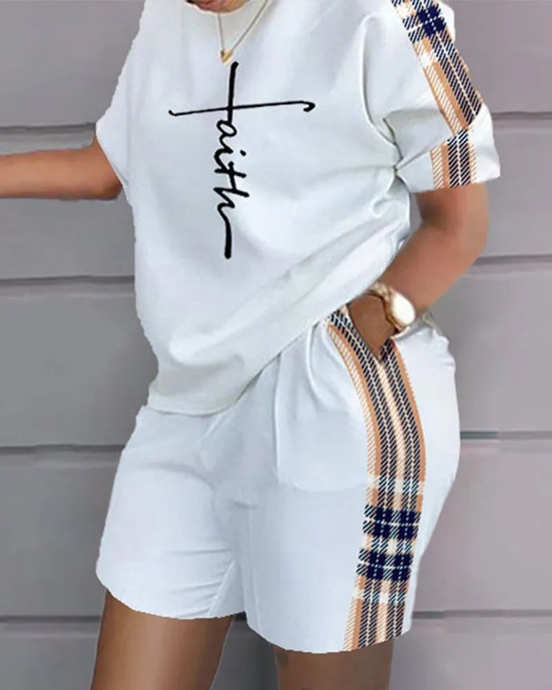 Womens Short Suit Summer Popular Luxury T-shirt+Shorts 2 Piece Sets Fashion Casual Soft Jogging Tracksuit Trend Outfits Clothing - JN Fashion Fusion