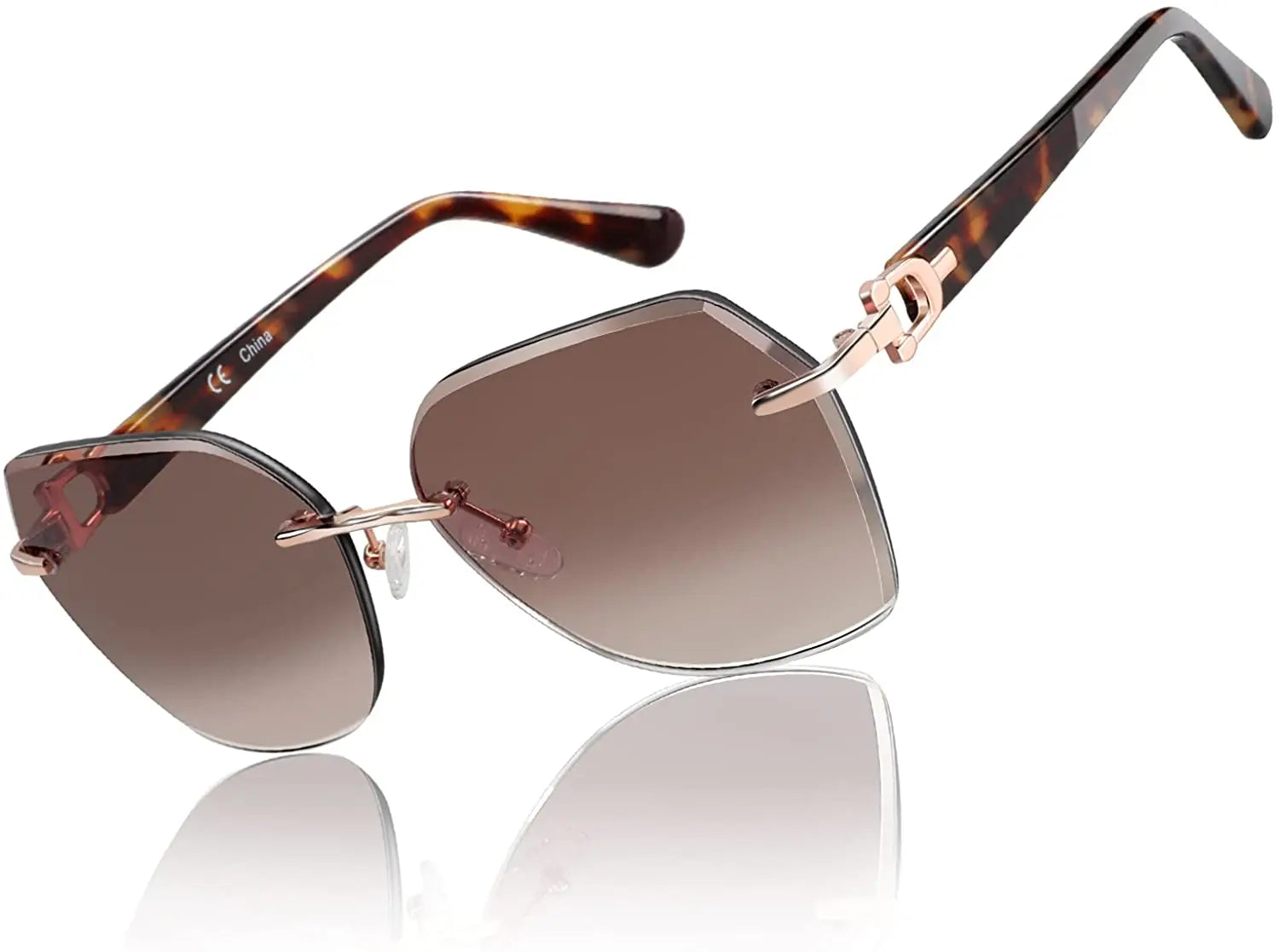 ZENOTTIC Fashion Women Rimless Sunglasses for Ladies 2024 Trendy Geometric Diamond Cutting Gradient Lens UV Protection Shades - JN Fashion Fusion