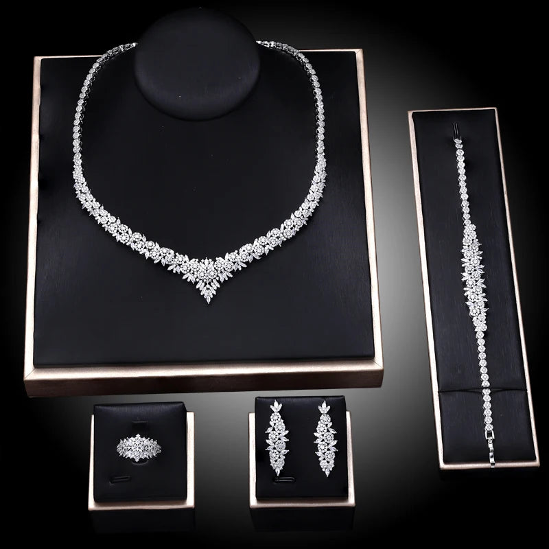 2023 Hot Selling Cubic Zirconia Bridal Wedding Jewelry Set Bridal 4-piece Set Women's Jewelry Set Jewelry Brand Reproduction - JN Fashion Fusion