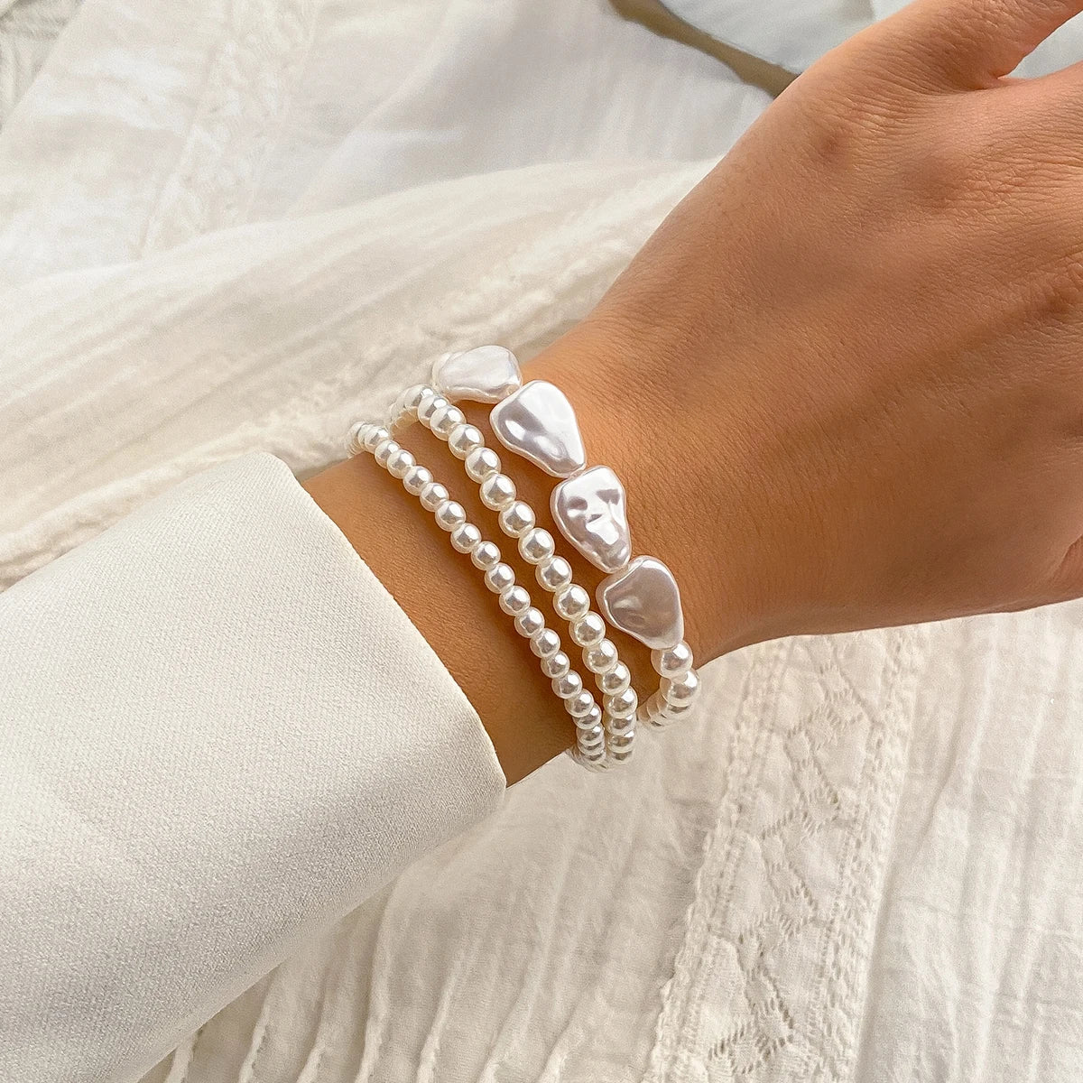 IngeSight.Z Luxury Multilayer Imitation Pearl Beaded Wide Cuff Bracelets For Women Simple Charm Bangles Party Birthday Gifts - JN Fashion Fusion
