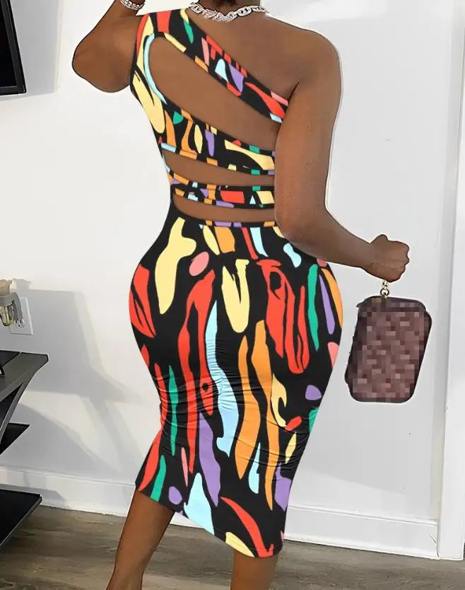 Women Sexy Cut Out Lace-Up Dress 2023 Summer Ladies Fashion Women's Zipper Design Sleeveless Midi Bodycon Lace-Up Dresses - JN Fashion Fusion