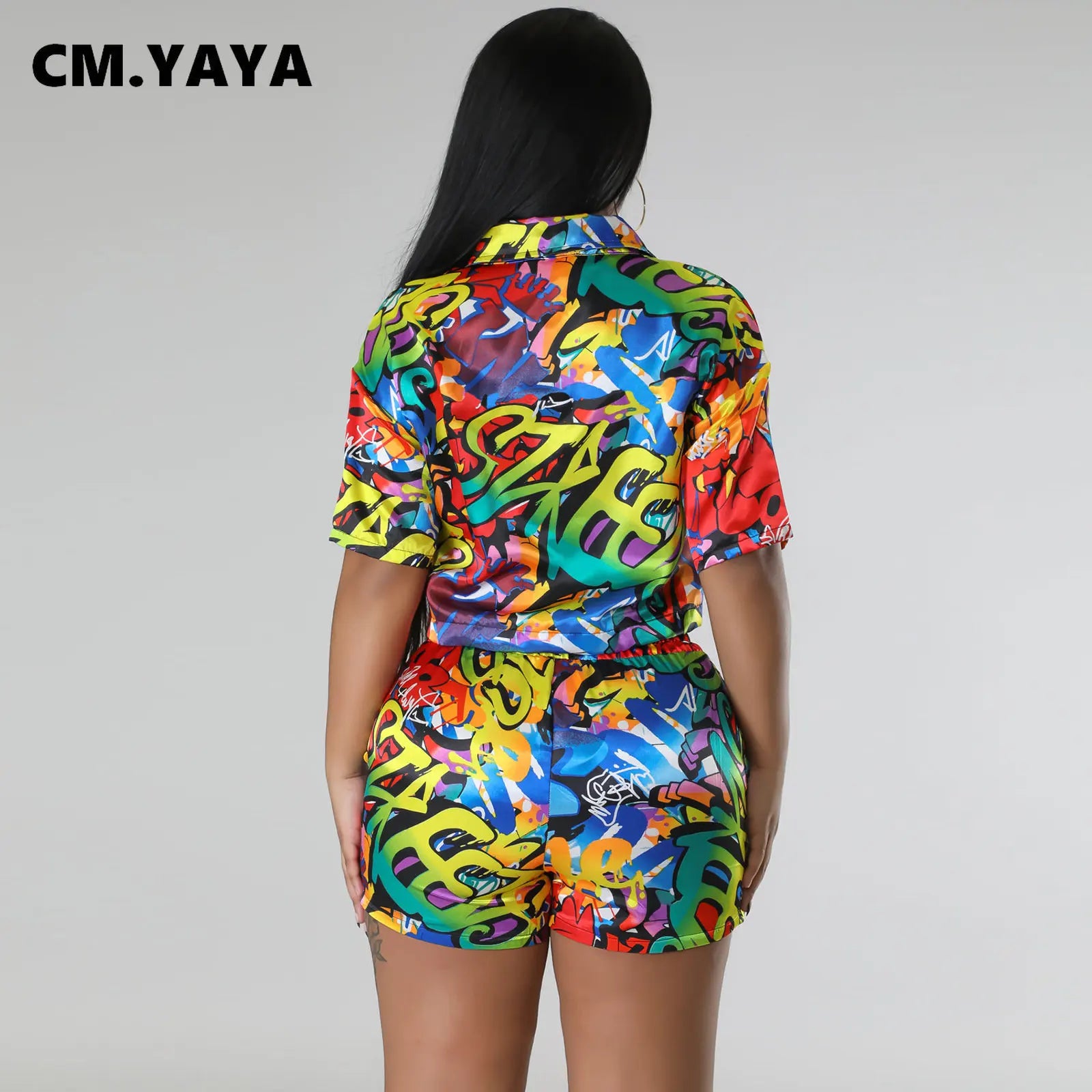 CM.YAYA INS Women Paisley Printed Short Sleeve Mini Shirt Blouse and Shorts Suit 2023 Fashion Two 2 Piece Set Outfits Tracksuit - JN Fashion Fusion
