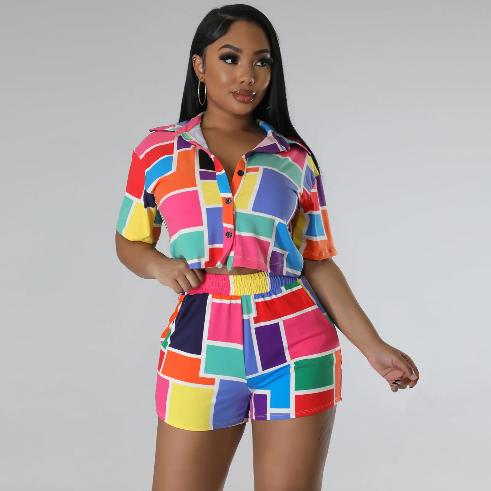 CM.YAYA INS Women Paisley Printed Short Sleeve Mini Shirt Blouse and Shorts Suit 2023 Fashion Two 2 Piece Set Outfits Tracksuit - JN Fashion Fusion