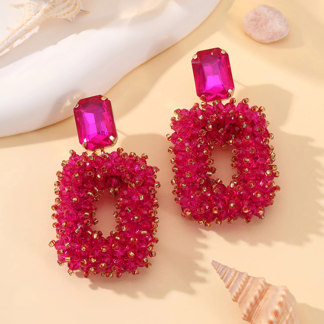 INKDEW Square Crystal Drop Earrings for Women Big Long Earrings Handmade Faceted Beads Earrings Jewelry Gift boho Fashion EA123 - JN Fashion Fusion