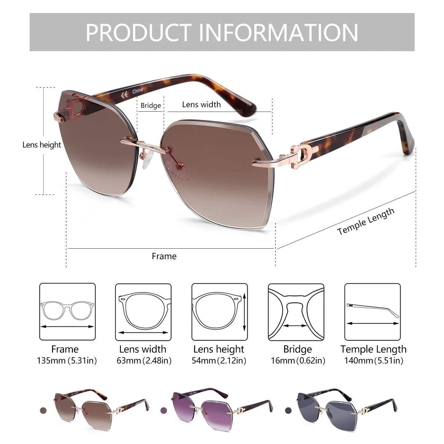 ZENOTTIC Fashion Women Rimless Sunglasses for Ladies 2024 Trendy Geometric Diamond Cutting Gradient Lens UV Protection Shades - JN Fashion Fusion