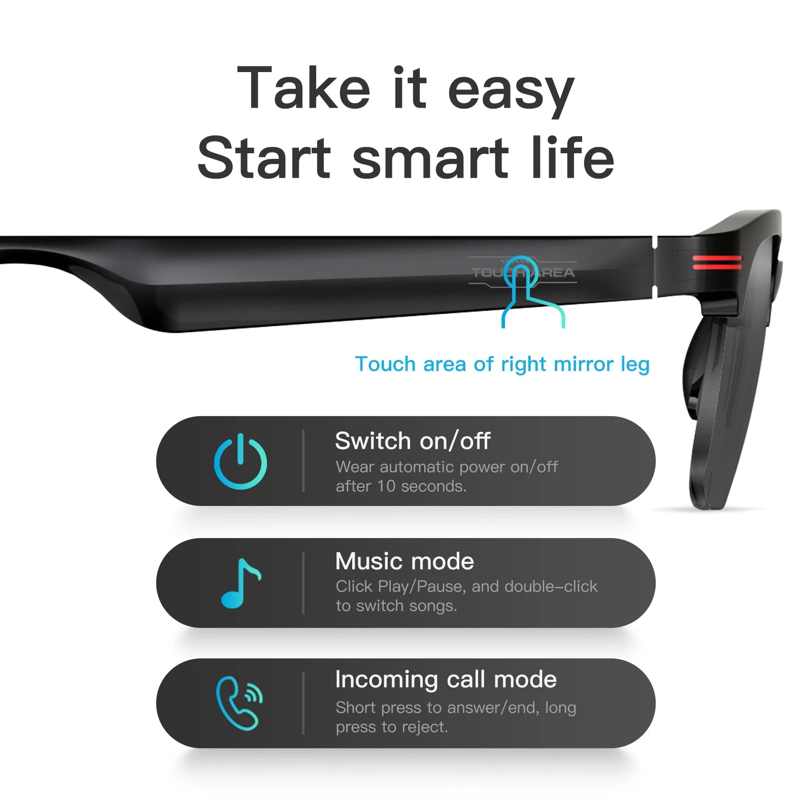 LaNikar Smart Bluetooth Glasses for Men Women One-Button Reject UV Protection Polarized Sunglasses for Outdoor Sports Activities - JN Fashion Fusion