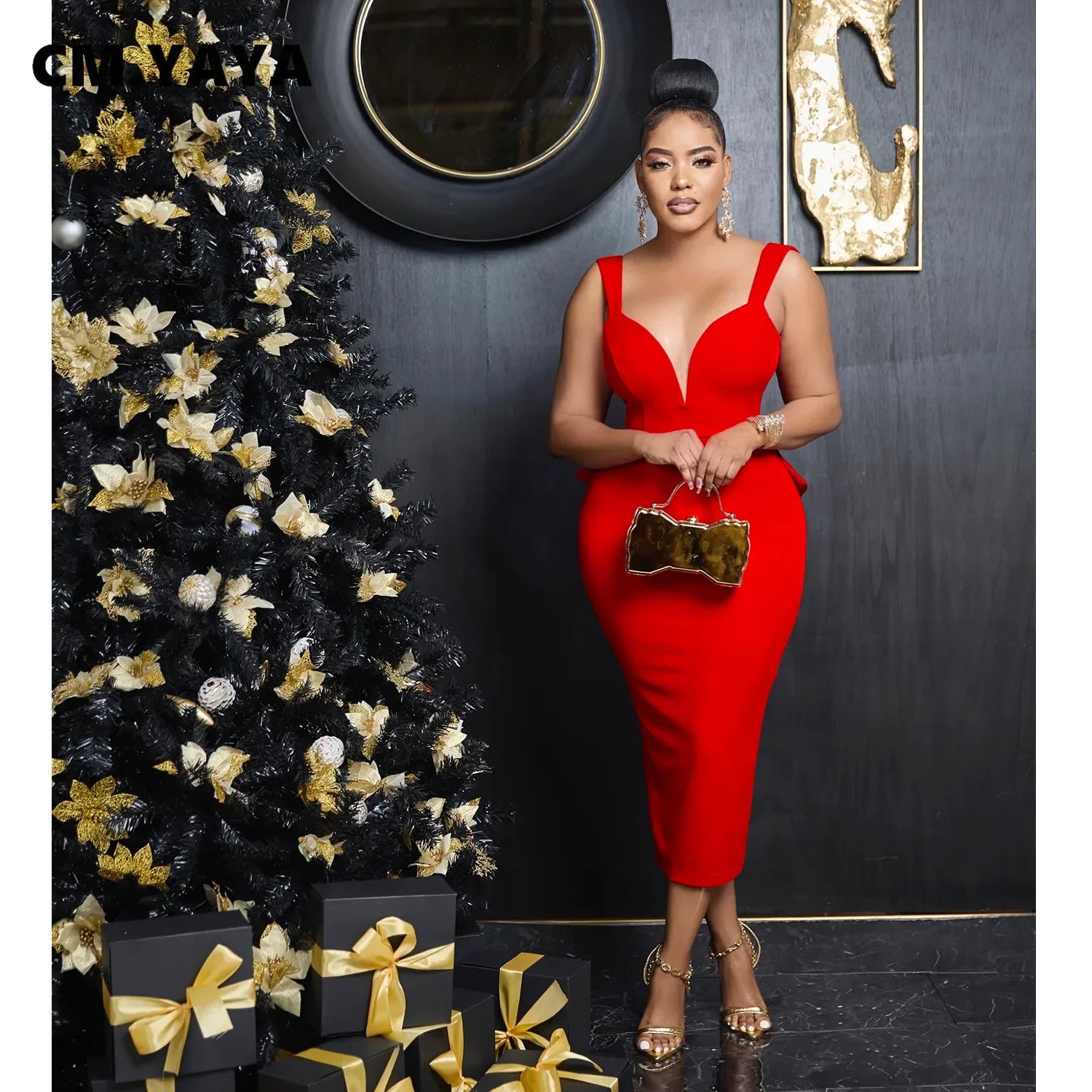 Elegant V-Neck Backless Midi Dress for Women 2025 Spring Sleeveless Bow Sexy Party Birthday Bodycon Dresses Vestidos - JN Fashion Fusion