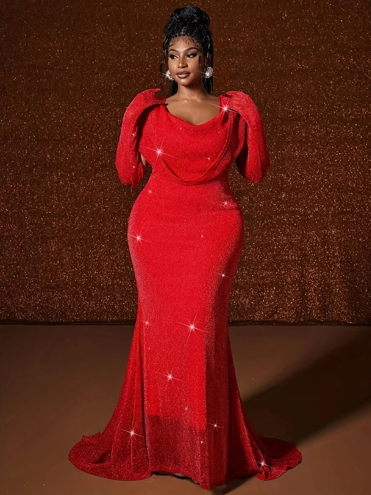 New sequined Hooded Sleeveless Maxi Dress Fishtail Hem Elegant Wedding Guest Dress Plus Size Women's Sexy Slim Dresses In Party