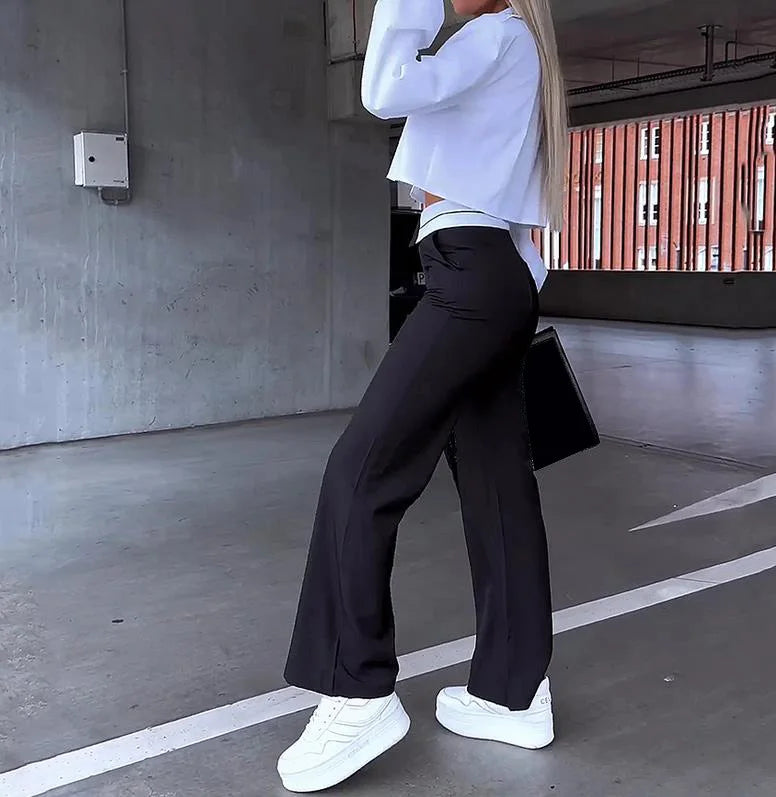 Office Lady Women's Pant Sets 2 Pieces New Holiday Style Short Blazers Coat + Straight Pants Suit 2024 Spring Womens Outfits - JN Fashion Fusion