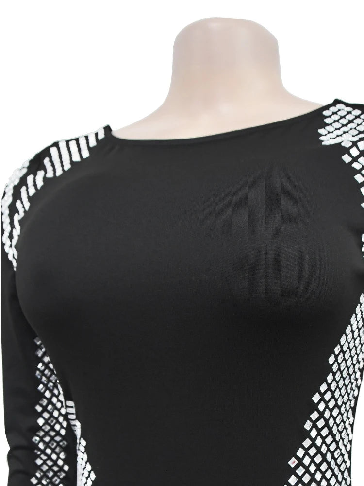 Fashion Package Hip Dress Long Sleeve Backless Split Diamond Elegant Party Dresses Woman Slim Fit Evening Formal Dresses - JN Fashion Fusion