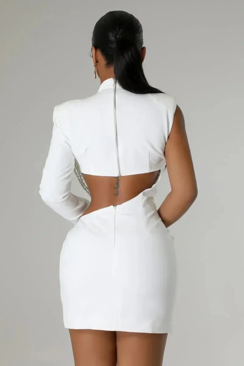 Women Full Sleeve Elegant O-neck Mini Dress 2025 Summer Pearl String Sexy Street Night Club Party Vestidos Dresses - JN Fashion Fusion