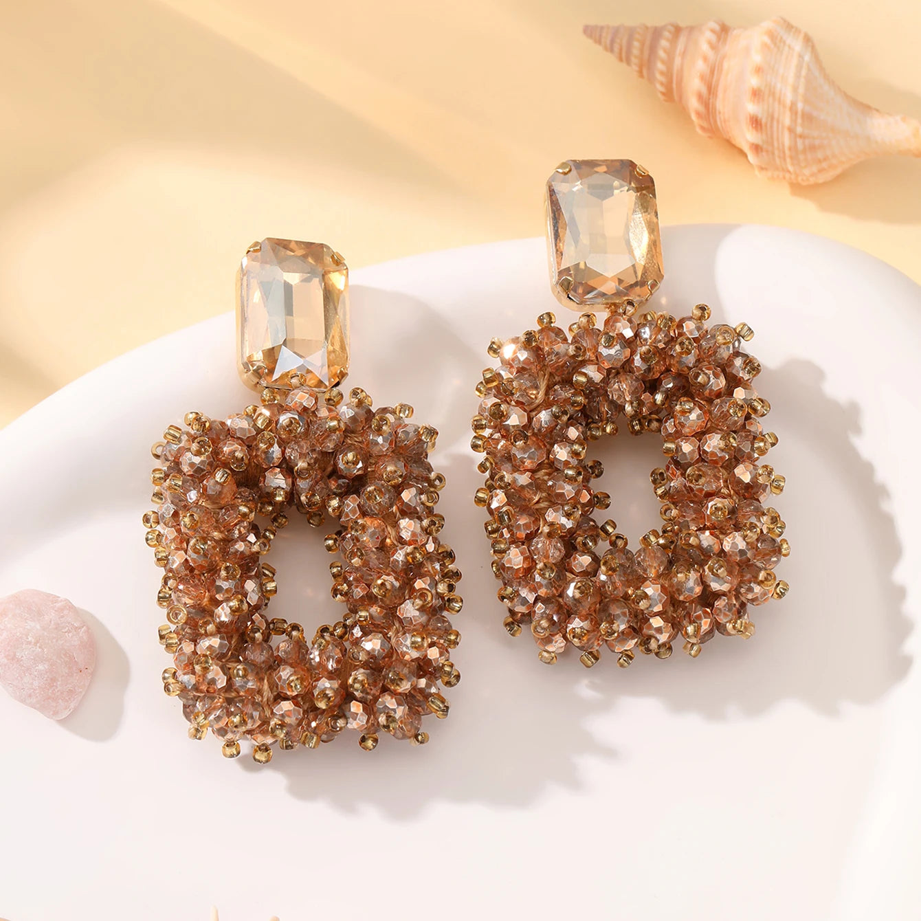 INKDEW Square Crystal Drop Earrings for Women Big Long Earrings Handmade Faceted Beads Earrings Jewelry Gift boho Fashion EA123 - JN Fashion Fusion