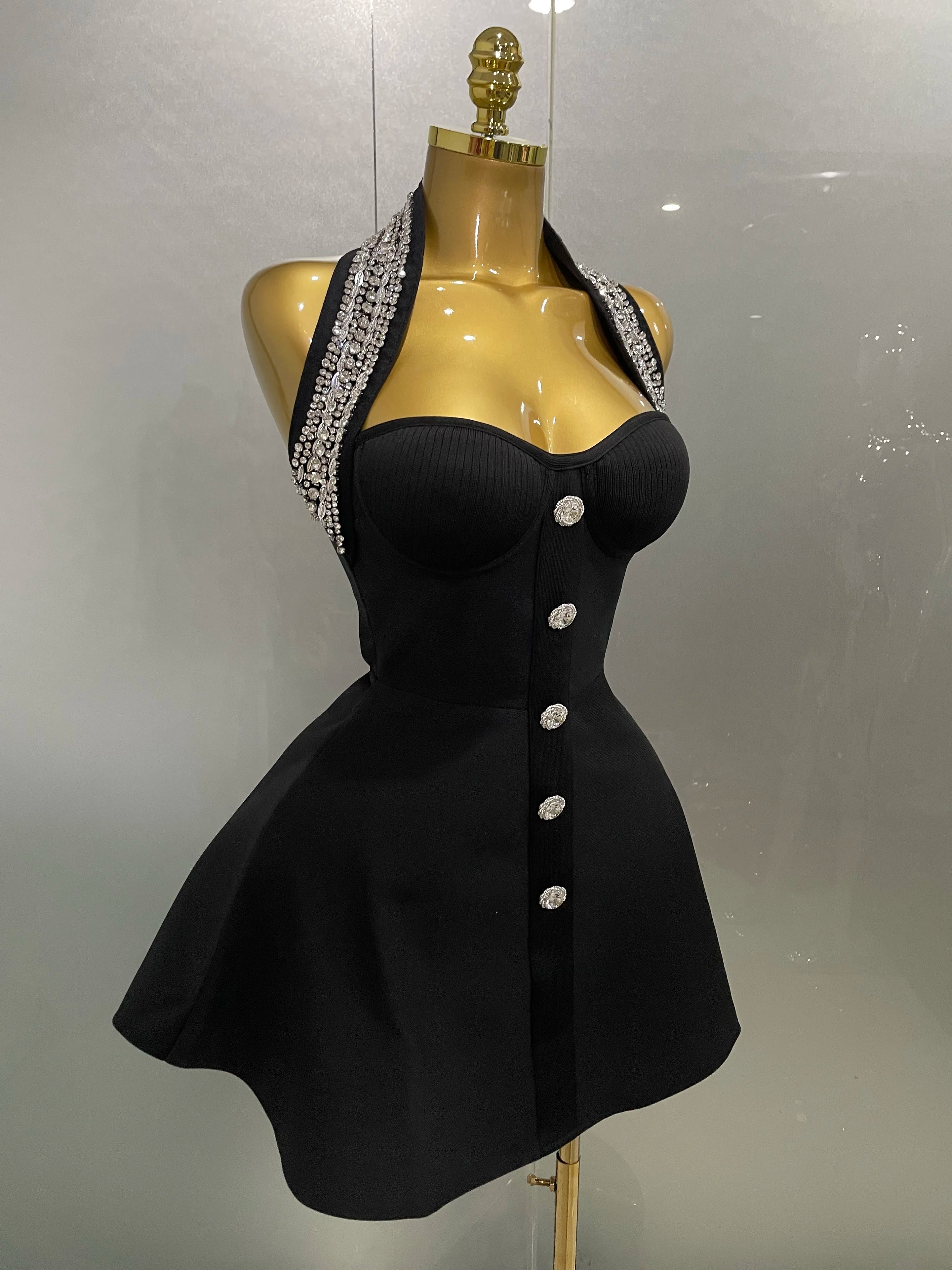 2025 Women Black Sexy Off the Shoulder Shinning Crystal Bodycon Bandage Long Dress Gloves Elegance Celebrate Evening Party Dress - JN Fashion Fusion