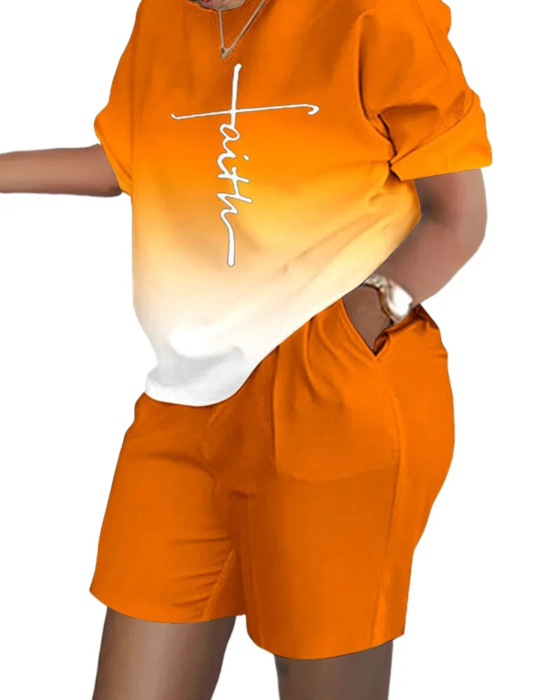 Womens Short Suit Summer Popular Luxury T-shirt+Shorts 2 Piece Sets Fashion Casual Soft Jogging Tracksuit Trend Outfits Clothing - JN Fashion Fusion
