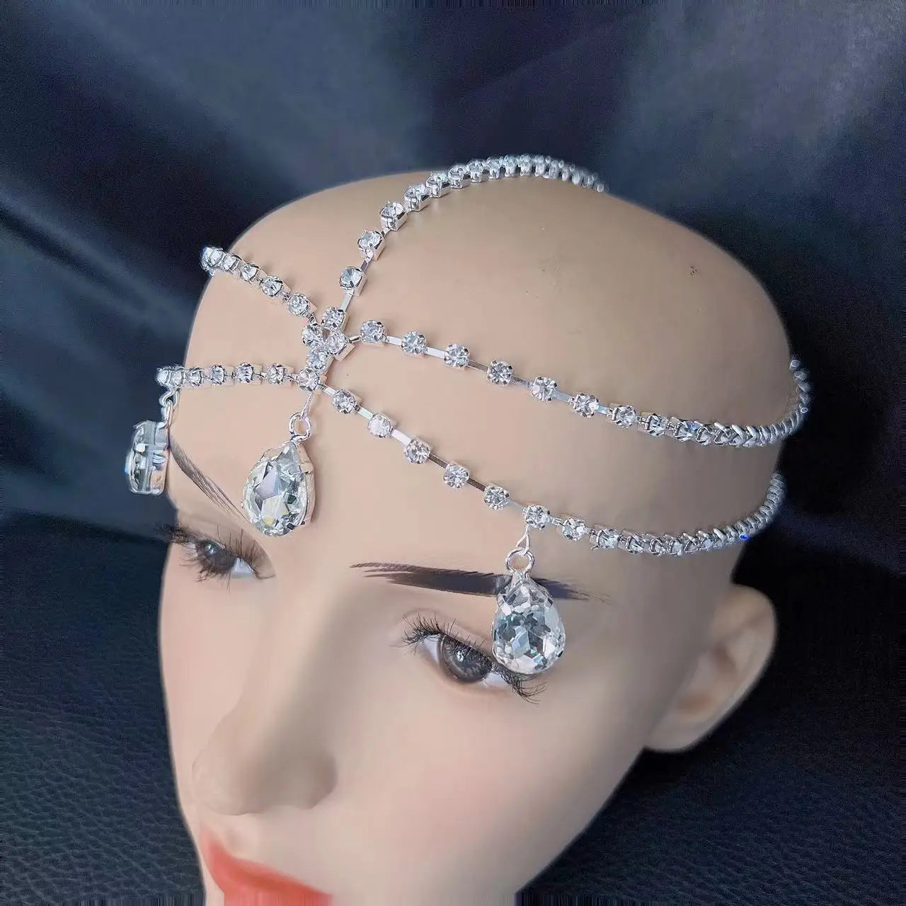 Fashion shiny crystal dripper chain forehead chain hair accessories women's wedding party luxury Rhinestone Hair chain accessori
