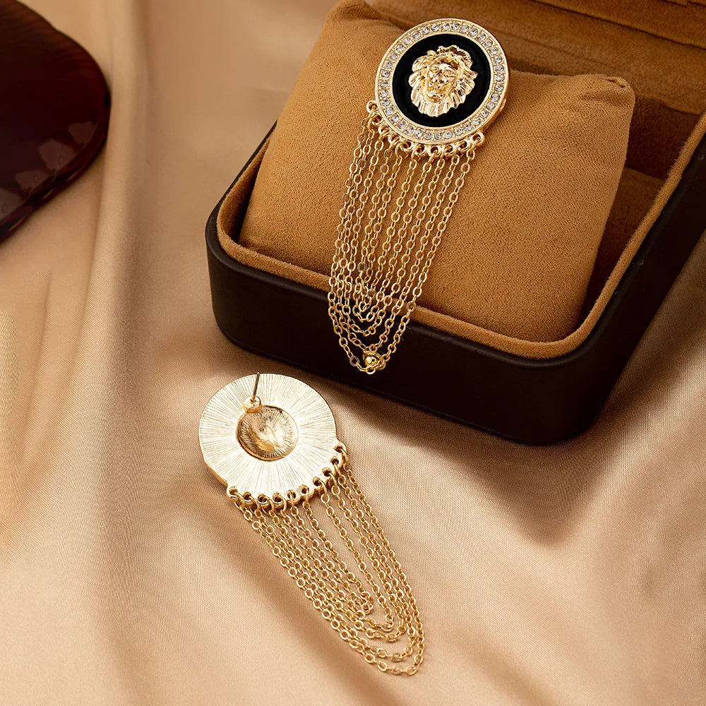 Exaggerated Trendy Lion Head Crystal Earrings for Women Fashion Shiny Long Tassel Simple Oil Dripping Enamel Earrings Jewelry - JN Fashion Fusion