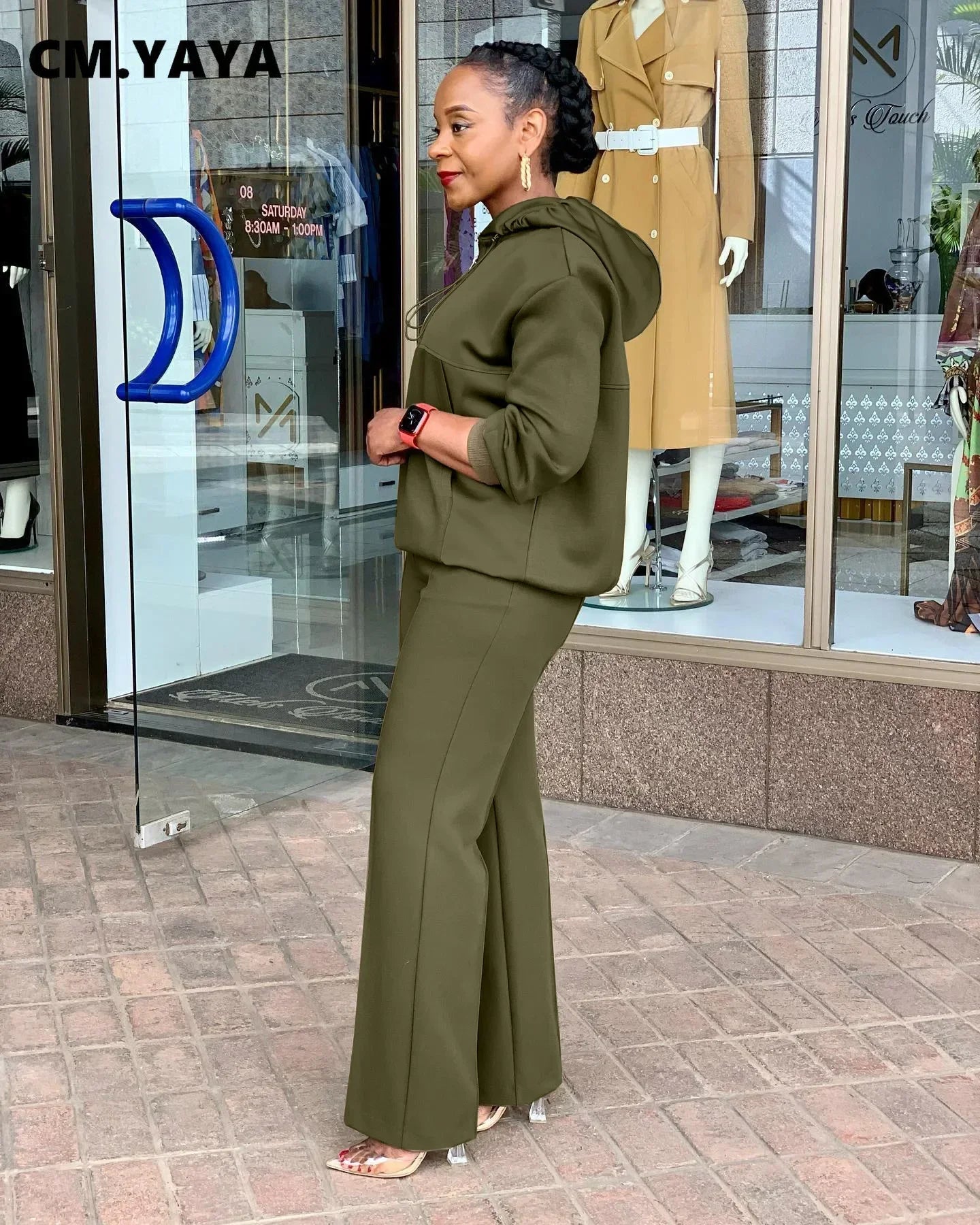 CM.YAYA Long Sleeve Women Set Loose Long Sleeve Hoodies Pant Suits 2024 Spring 2 Two Piece Sets Sporty Tracksuits Street Outfits - JN Fashion Fusion