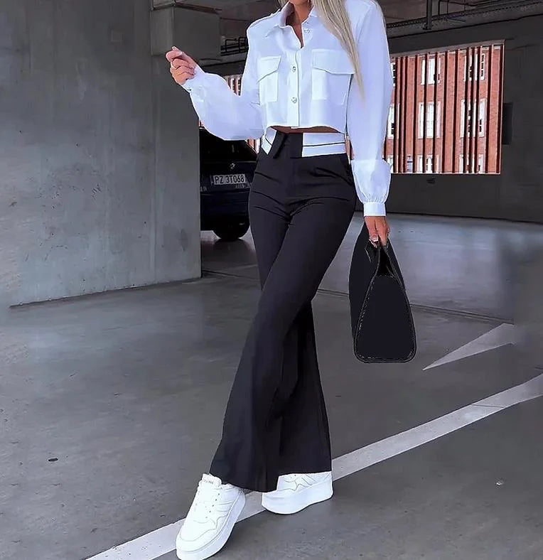 Office Lady Women's Pant Sets 2 Pieces New Holiday Style Short Blazers Coat + Straight Pants Suit 2024 Spring Womens Outfits - JN Fashion Fusion