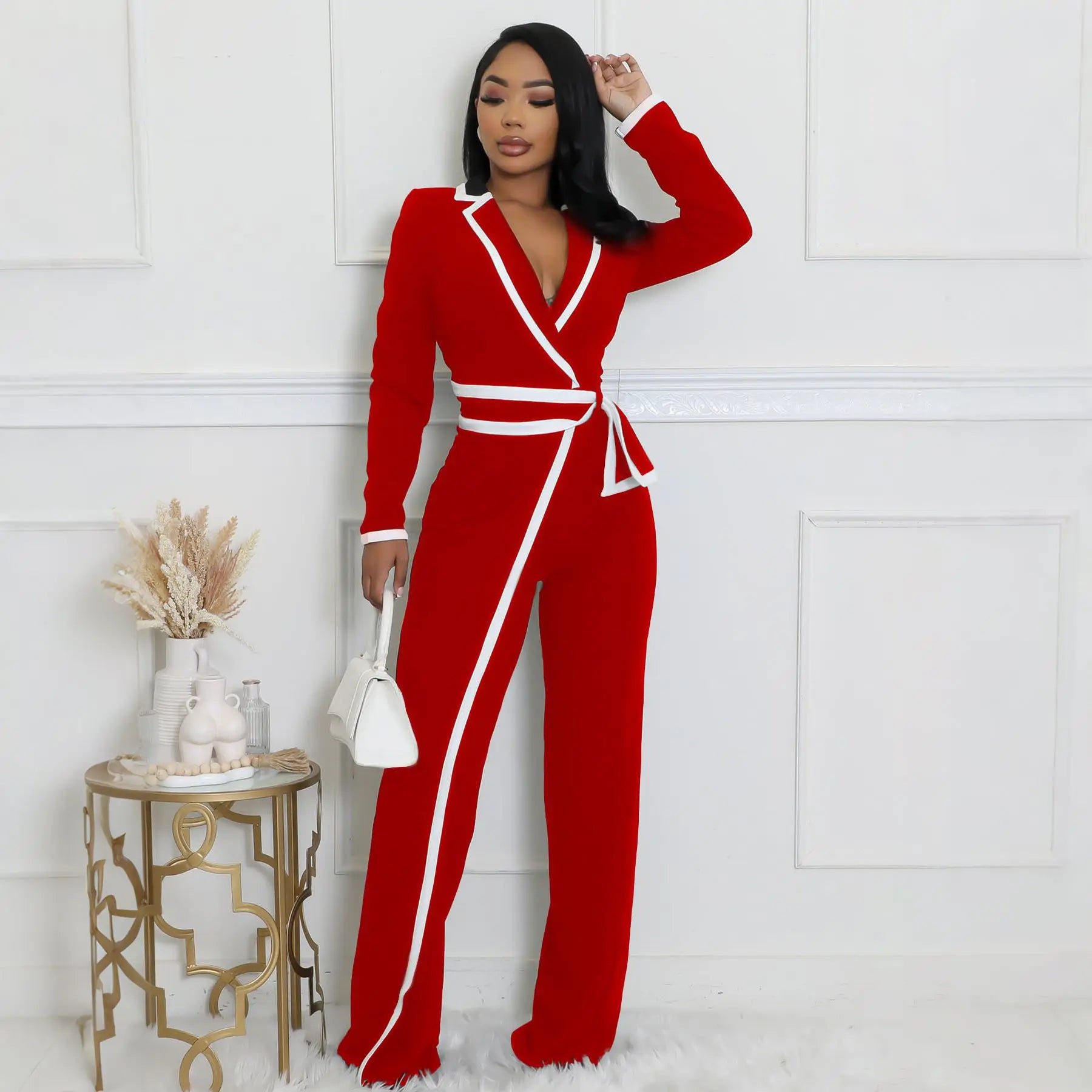 Women Fashion Color Match Long Sleeve Jumpsuit Spring One Piece Overalls Romper Streetwear Autumn Elegant Office Lady Playsuits - JN Fashion Fusion