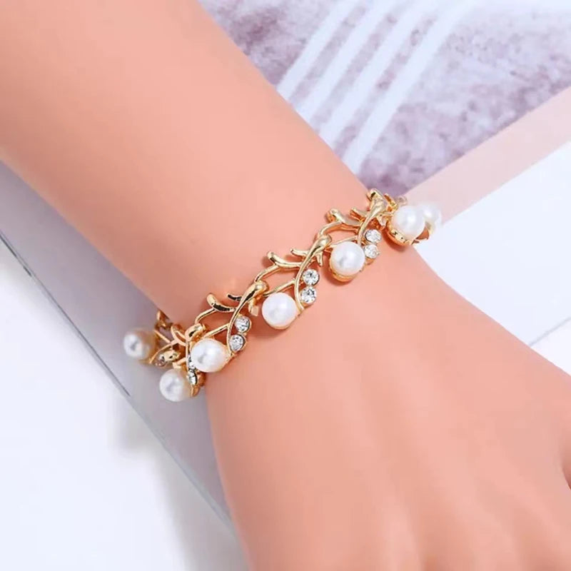 3pcs Sweet Jewelry Set - Artificial Pearl Pendant Necklace, Earrings & Bracelet for Banquet Party - JN Fashion Fusion
