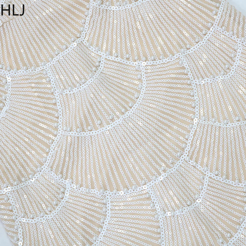 HLJ Sexy Sequin Hollow Bodycon Spaghetti Strap Evening Party Dresses Women Round Neck Sleeveless Slim Vestidos Fashion Clothing - JN Fashion Fusion