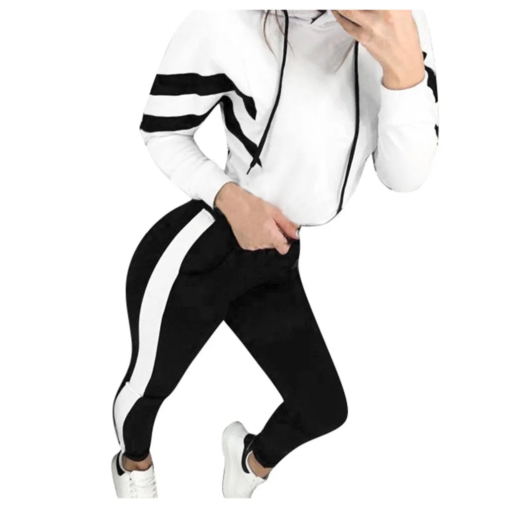 2 Pieces Set Women 2022 Hot Style Europe America Autumn Hooded Fleece Suit two-piece Show Hilum Sports Set Dropshipping ZXP9528 - JN Fashion Fusion
