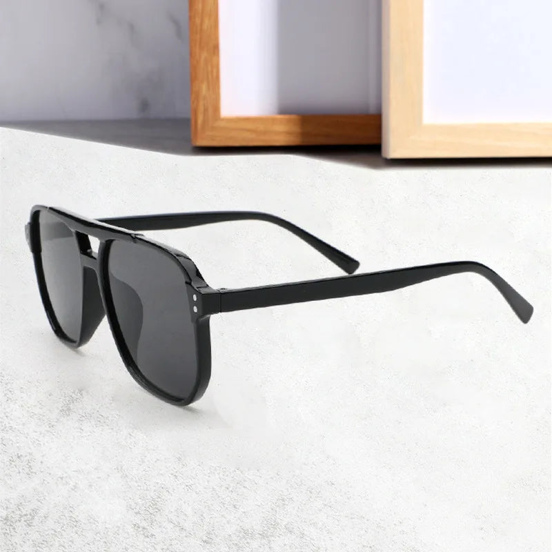 1pcs-Vintage Square Sunglasses for Women Men Thick Frame Double Bridges Eyewear Female Chic Polygon Sun Glasses Shades - JN Fashion Fusion