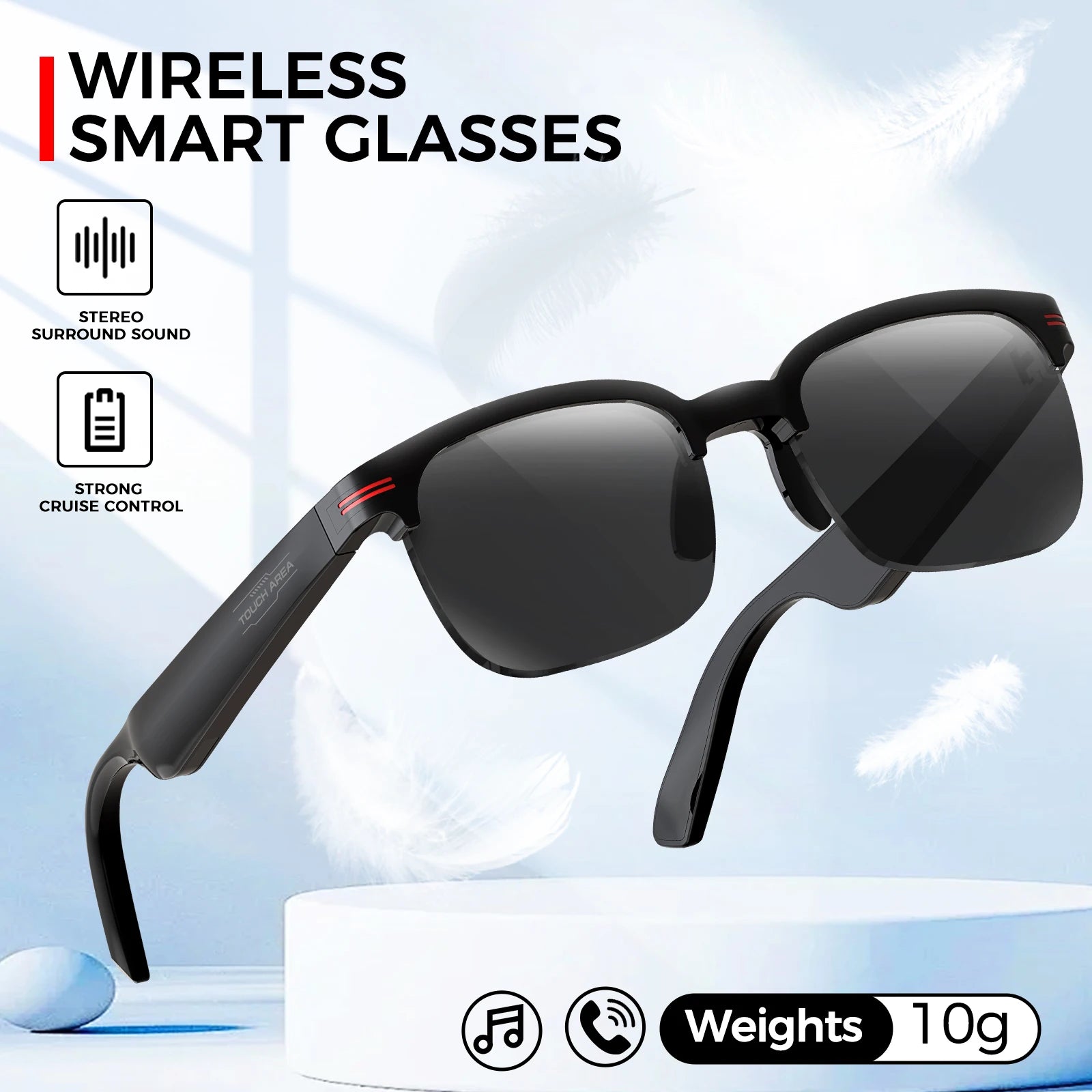 LaNikar Smart Bluetooth Glasses for Men Women One-Button Reject UV Protection Polarized Sunglasses for Outdoor Sports Activities - JN Fashion Fusion