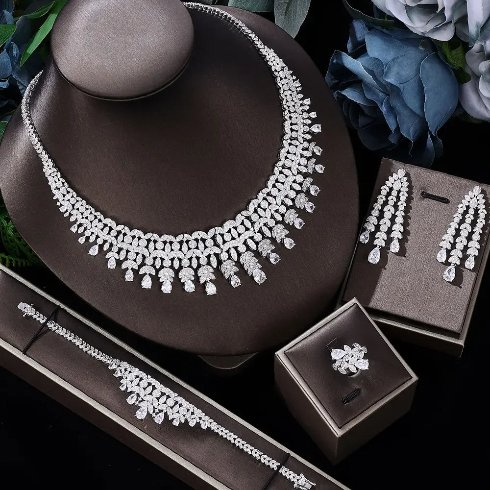 2023 Hot Selling Cubic Zirconia Bridal Wedding Jewelry Set Bridal 4-piece Set Women's Jewelry Set Jewelry Brand Reproduction - JN Fashion Fusion