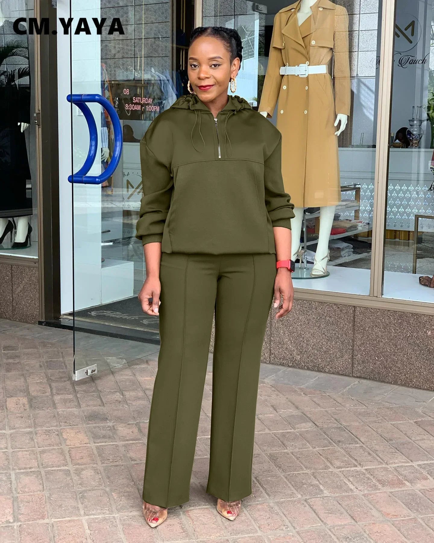 CM.YAYA Long Sleeve Women Set Loose Long Sleeve Hoodies Pant Suits 2024 Spring 2 Two Piece Sets Sporty Tracksuits Street Outfits - JN Fashion Fusion