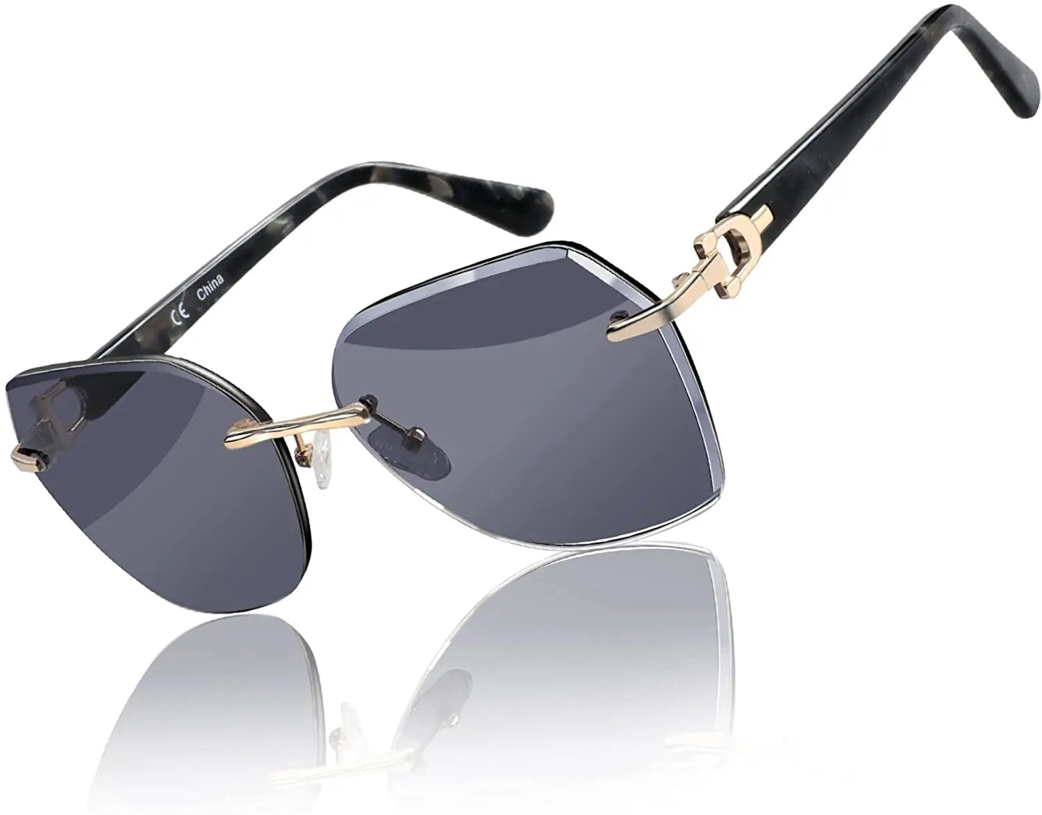 ZENOTTIC Fashion Women Rimless Sunglasses for Ladies 2024 Trendy Geometric Diamond Cutting Gradient Lens UV Protection Shades - JN Fashion Fusion