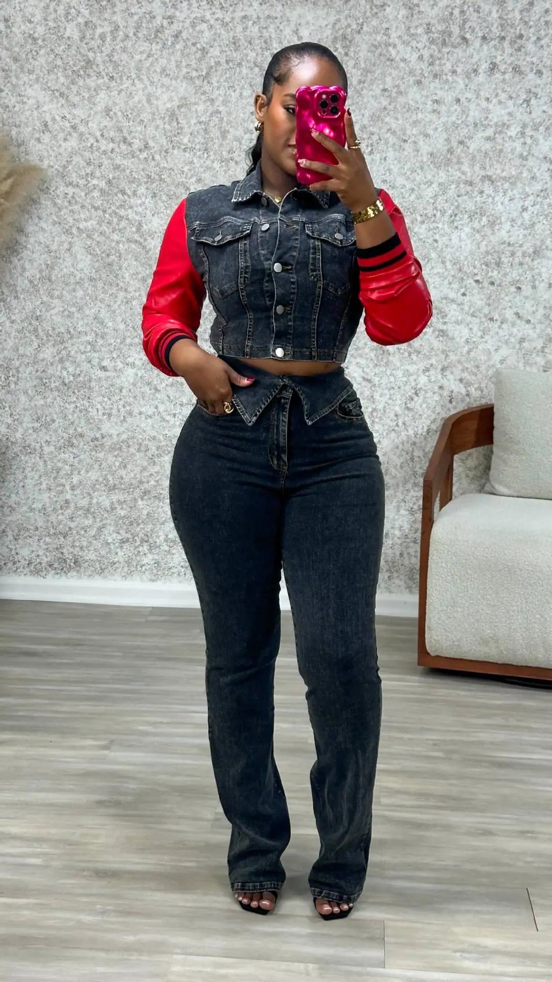 Streetwear Jeans Pants Outfit Sexy Women Two Pieces Elegant Denim Club Matching Set Jacket+Trousers