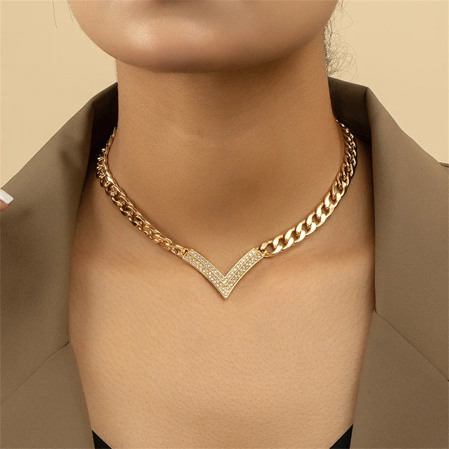 Fashion Brand V Letter Pendant Necklace for Women - Stainless Steel Luxury Jewelry, Elegant Women's Necklace - JN Fashion Fusion