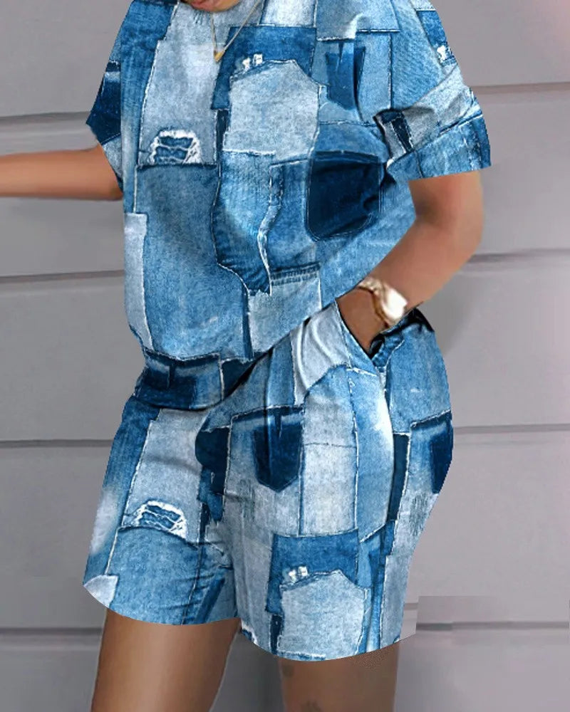 Womens Short Suit Summer Popular Luxury T-shirt+Shorts 2 Piece Sets Fashion Casual Soft Jogging Tracksuit Trend Outfits Clothing - JN Fashion Fusion