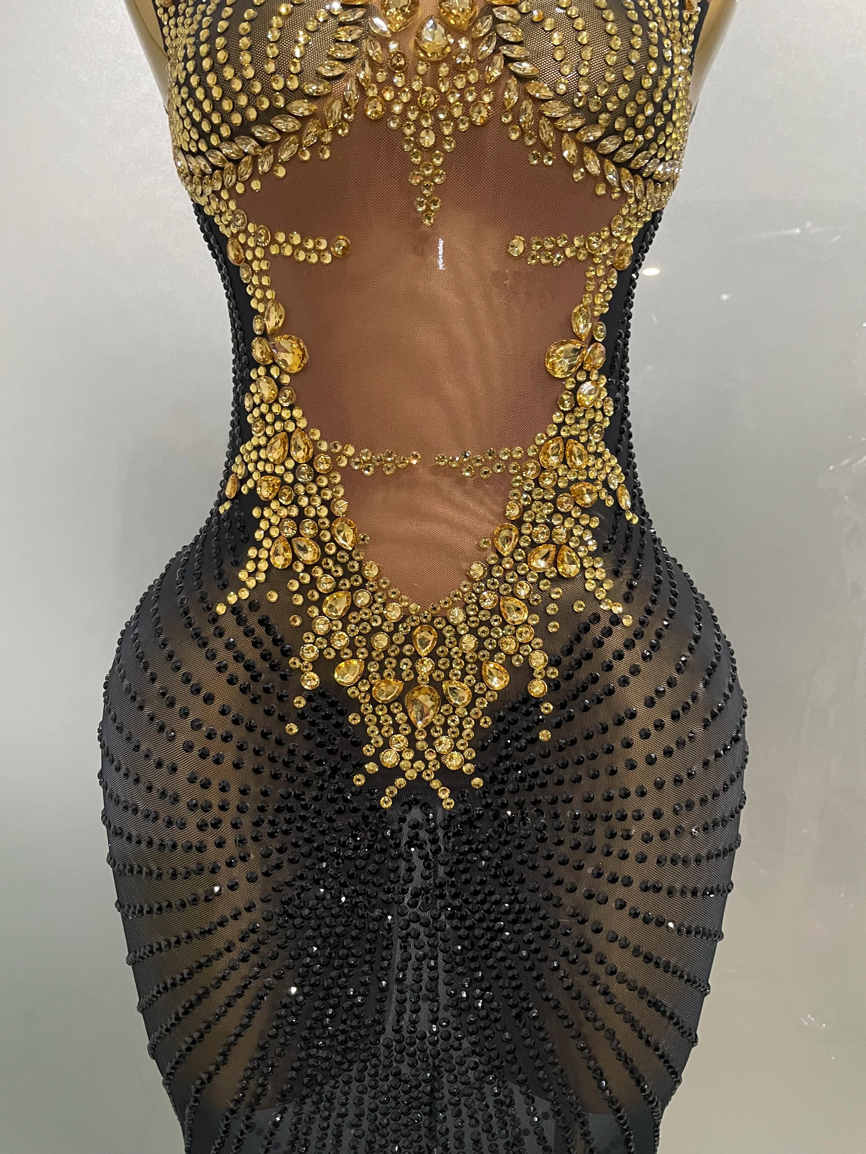 Sexy Sparkly Rhinestones Sleeveless Long Dress 2025 New Women Birthday Celebrate Evening Photo Shoot Stage Performance Costume - JN Fashion Fusion