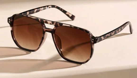 1pcs-Vintage Square Sunglasses for Women Men Thick Frame Double Bridges Eyewear Female Chic Polygon Sun Glasses Shades - JN Fashion Fusion