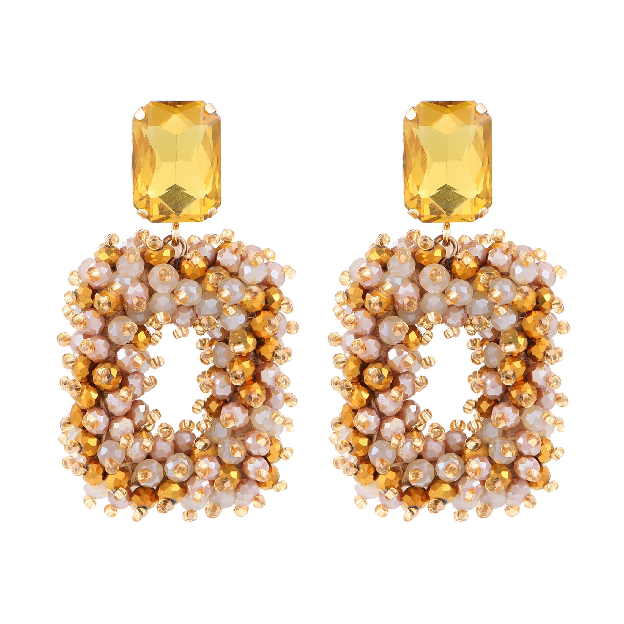 INKDEW Square Crystal Drop Earrings for Women Big Long Earrings Handmade Faceted Beads Earrings Jewelry Gift boho Fashion EA123 - JN Fashion Fusion