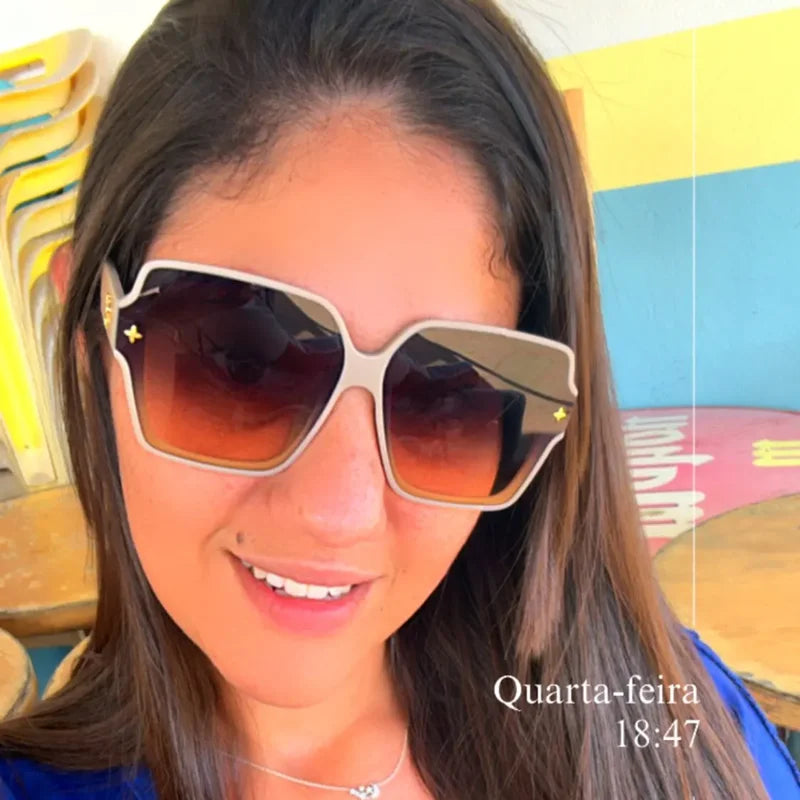 Fashion Square Frame Sunglasses for Women Luxury UV Protection Large Frame All-Match DS-8052-1 - JN Fashion Fusion