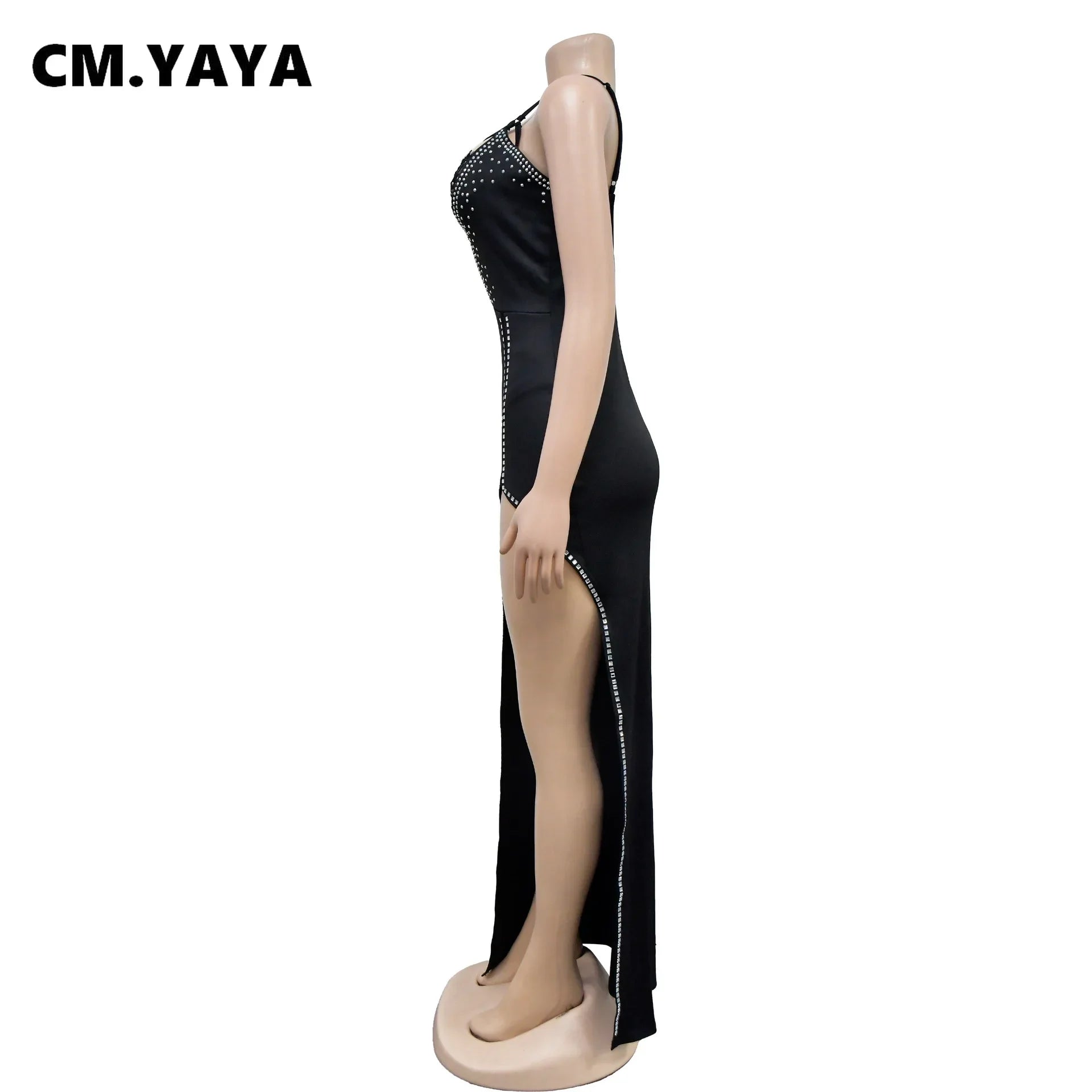 CM.YAYA Women Lace Patchwork Sweetheart Neck High Side Split Bodycon Midi Maxi Dress 2023 Vestidos Sexy Party Birthday Dresses - JN Fashion Fusion