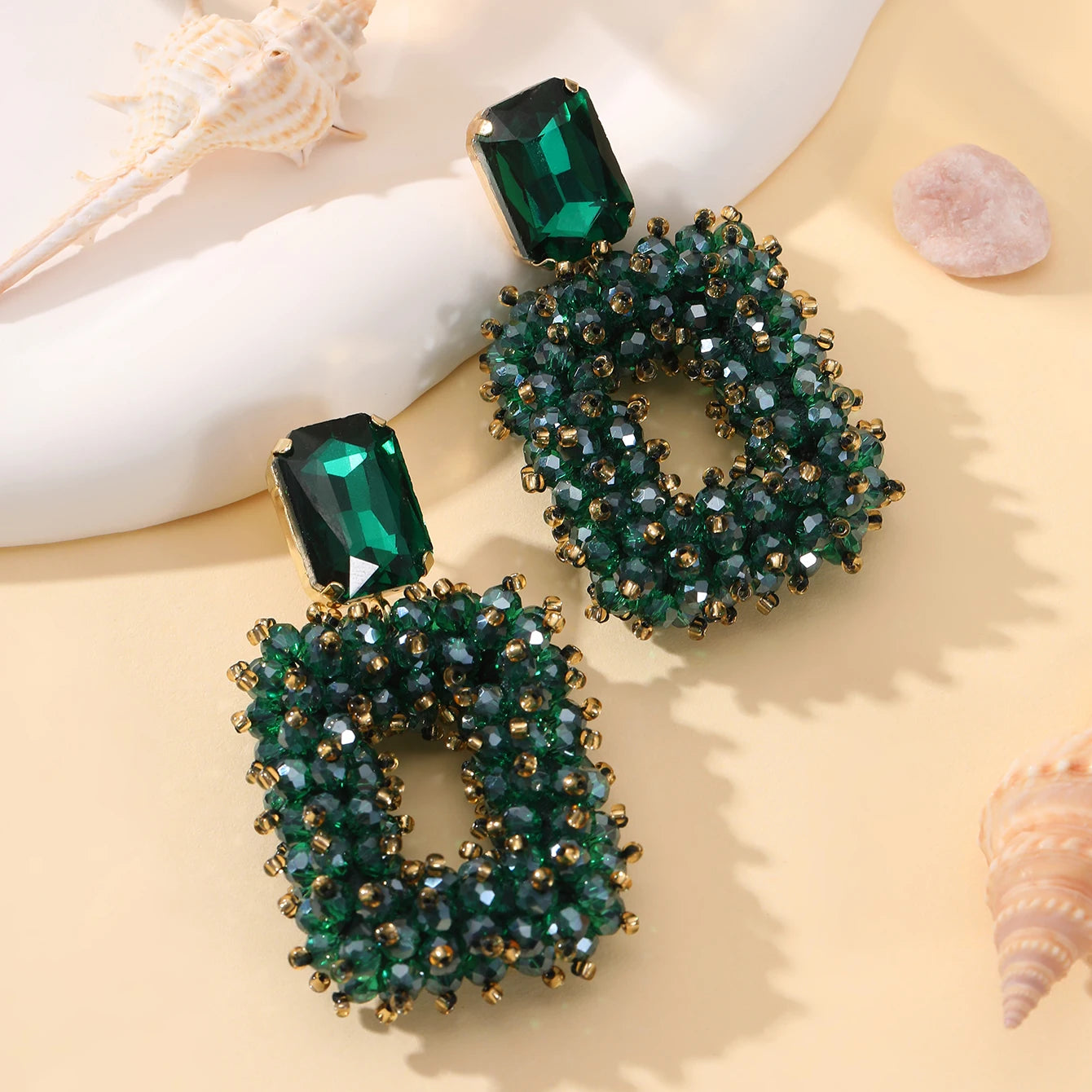 INKDEW Square Crystal Drop Earrings for Women Big Long Earrings Handmade Faceted Beads Earrings Jewelry Gift boho Fashion EA123 - JN Fashion Fusion