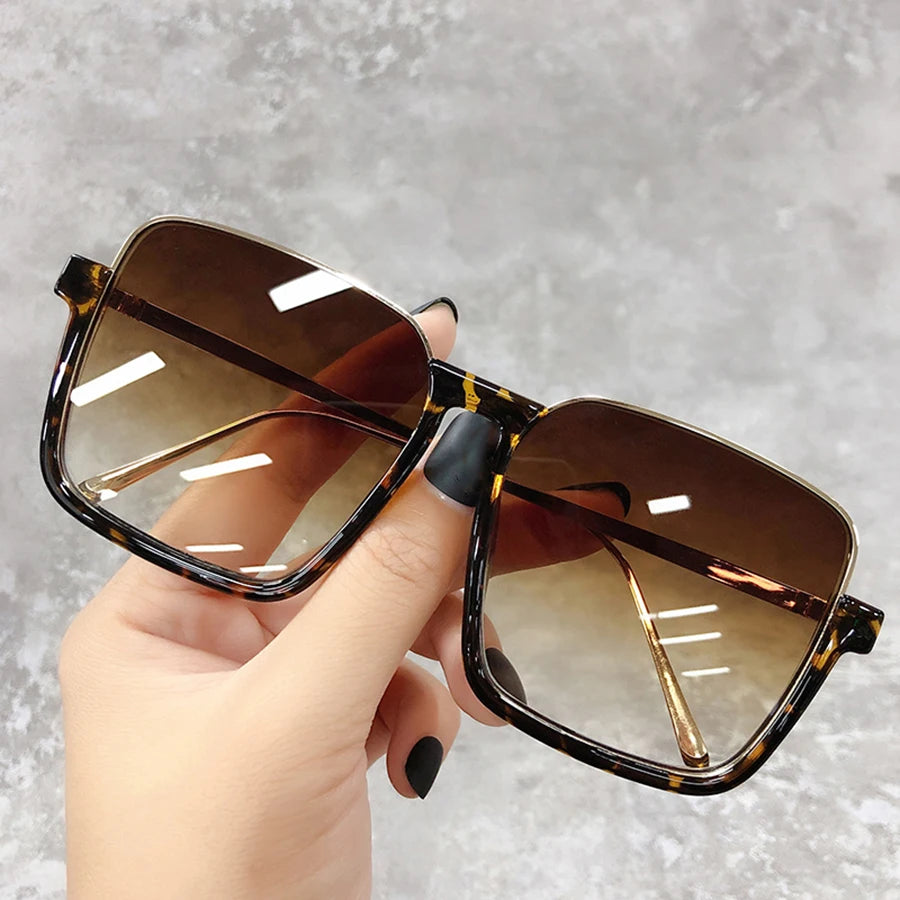 Sunglasses Women 2025 Drive Travel Big Square Frame Luxury Brand Design Gradient Colors Vintage Sun Glasses Ladies Men Unisex - JN Fashion Fusion