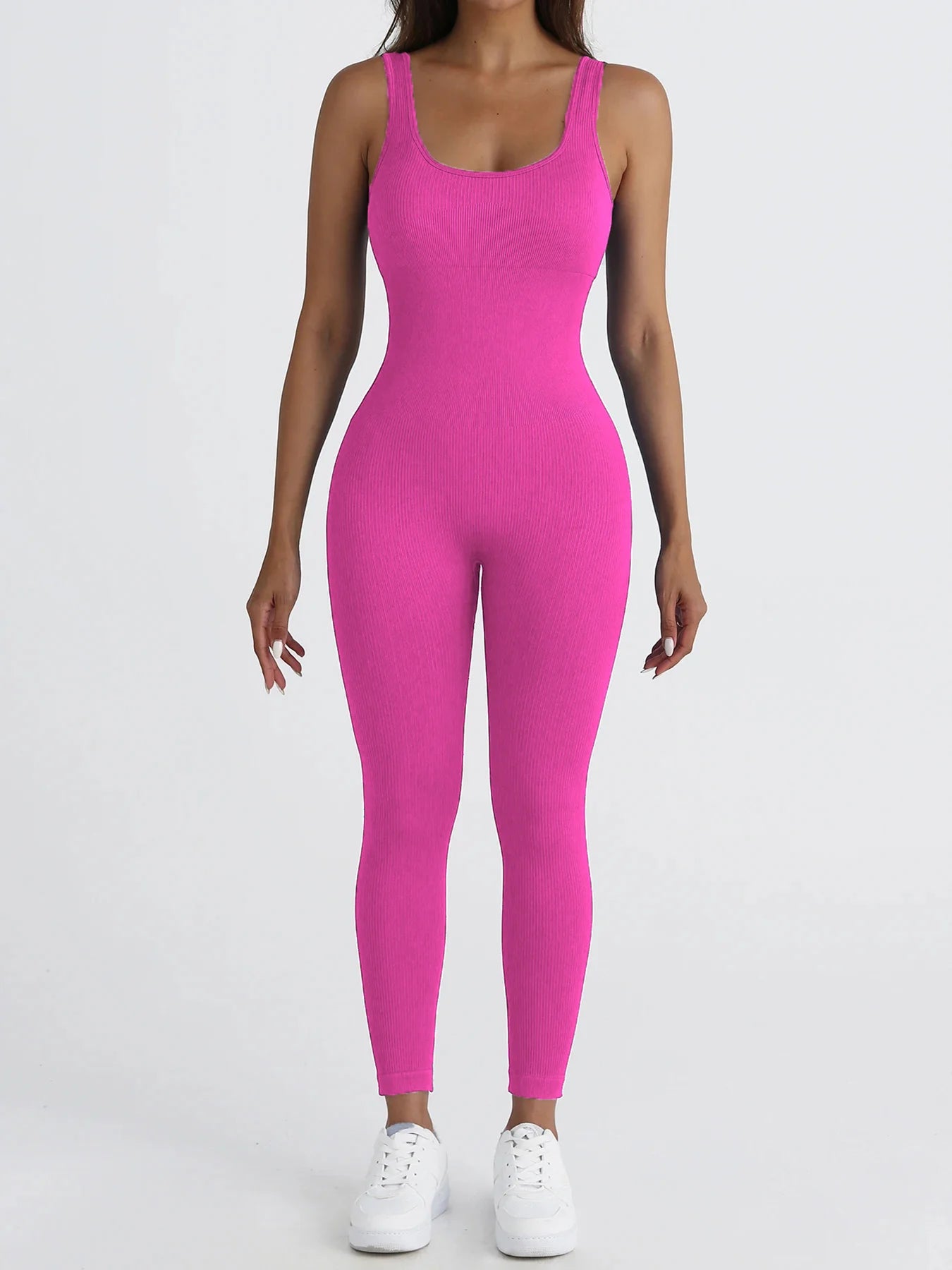 Women's shapewear jumpsuit slim fit square neck sleeveless summer jumpsuit ribbed yoga suit sports outdoor casual clothing - JN Fashion Fusion