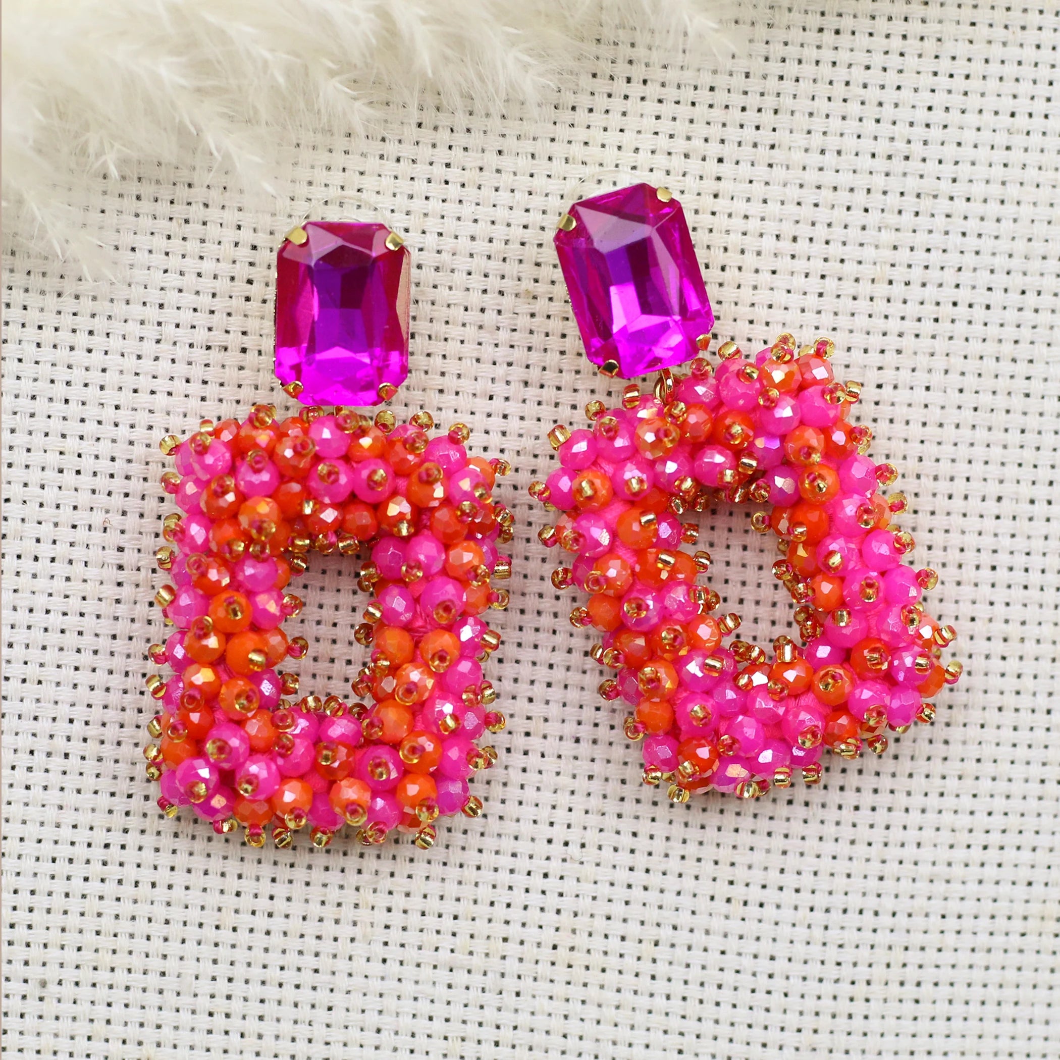 INKDEW Square Crystal Drop Earrings for Women Big Long Earrings Handmade Faceted Beads Earrings Jewelry Gift boho Fashion EA123 - JN Fashion Fusion