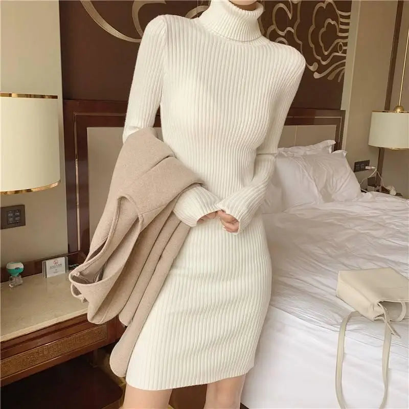 Black Sexy Women's Sweater Knitted Midi Dress Knit Dresses for Women Autumn Winter 2025 Bodycon Wrap Short Korean Fashion Mini - JN Fashion Fusion